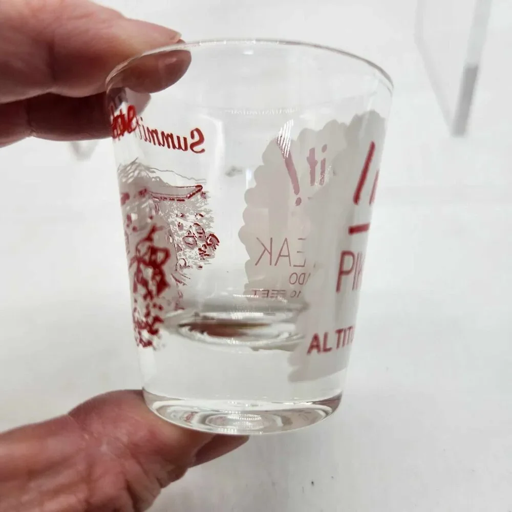Set of 2 PIkes Peak CO Shot Glasses Colorado Summit House Air Force Academy